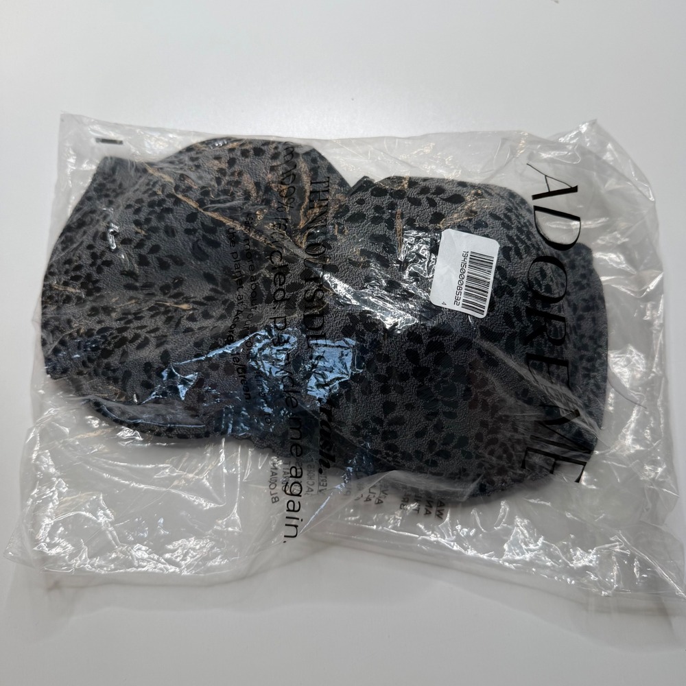 ADORE ME Full Coverage Bra Jet Black Leopard Print Women's 36D NEW